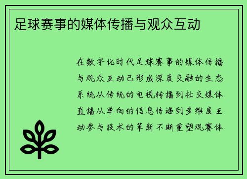 足球赛事的媒体传播与观众互动